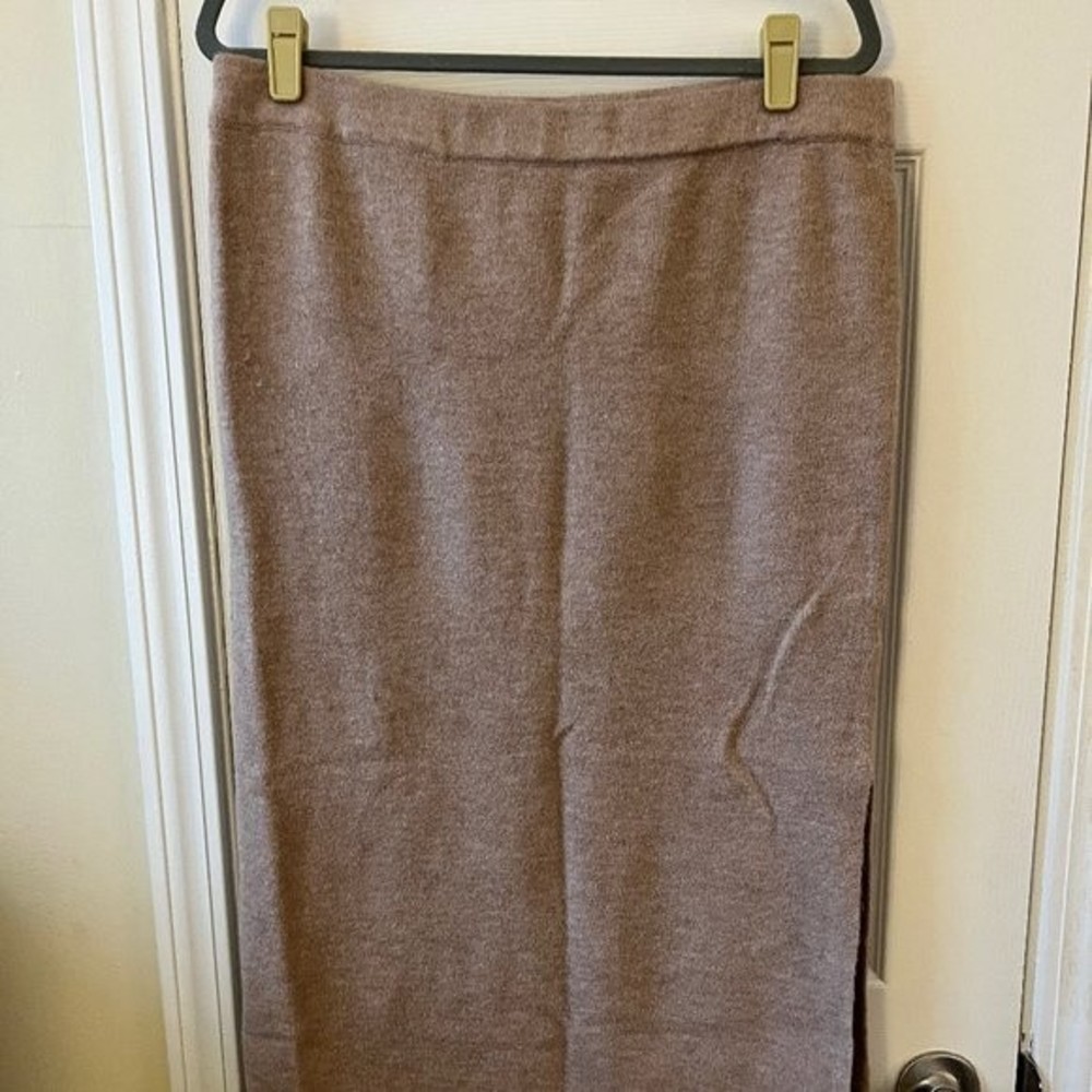 Eloquii Tan Sweater Skirt with Slit | Size: 14/16